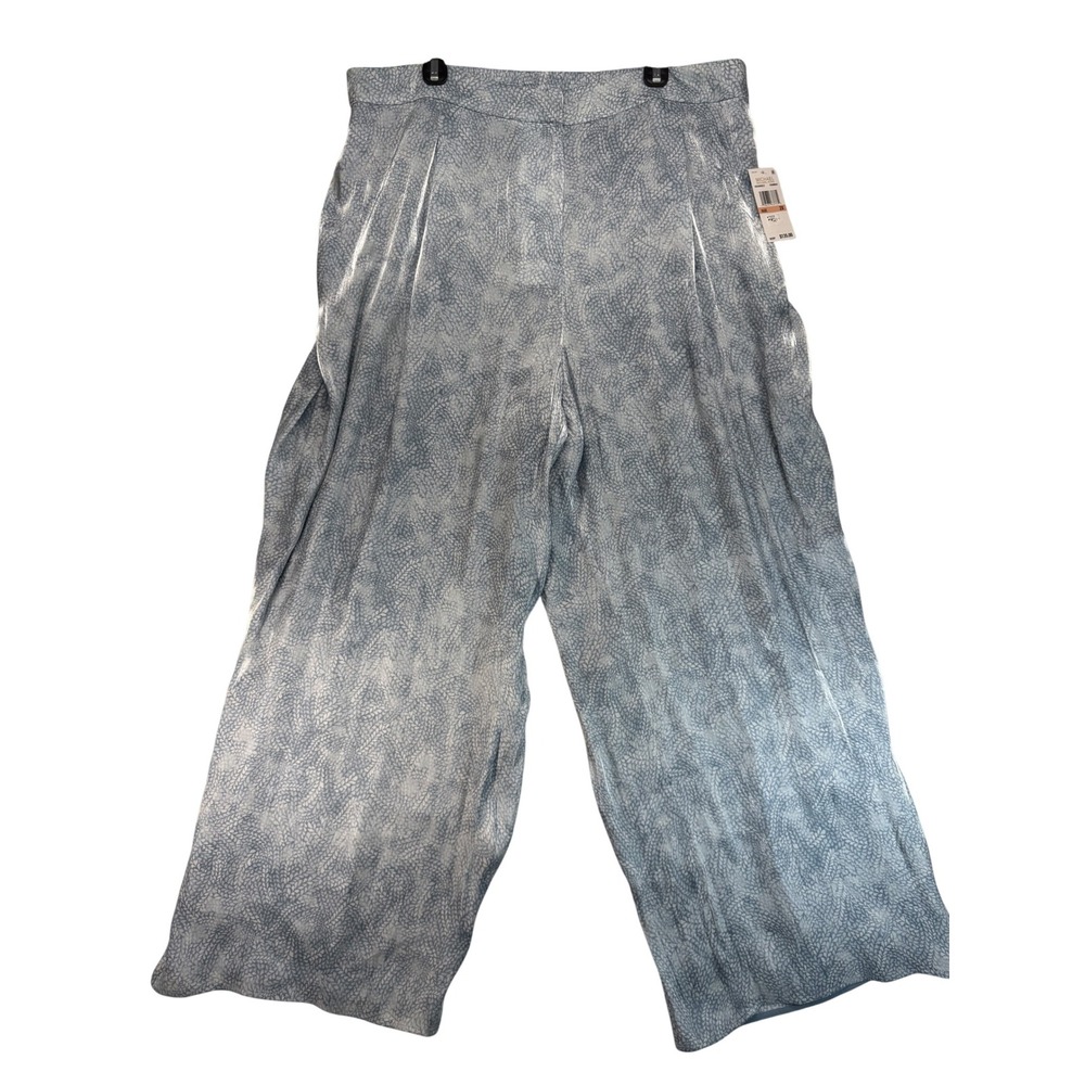 Michael Kors Chambray‎ Wide Leg Palazzo Pants Blue Print 2X